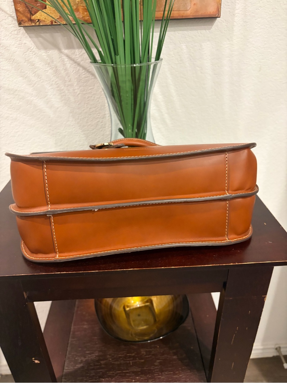 Dooney & Bourke Saddle Brown Leather Top-Handle Satchel - Picture 4 of 7